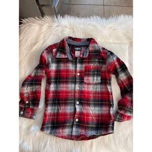 OshKosh B'gosh Red Blue Plaid Flannel Button-Front Long Sleeve Shirt Size 5T